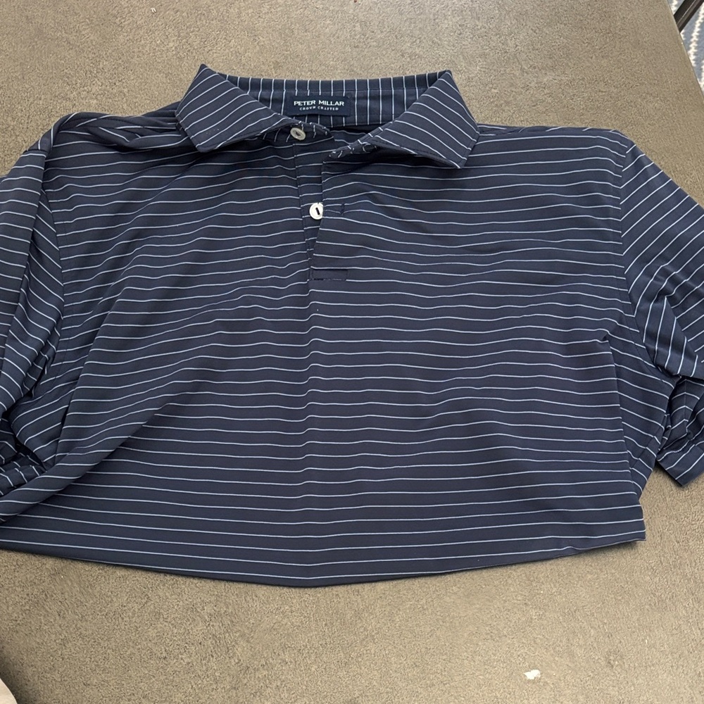 Peter Millar Dark Blue Striped Polo